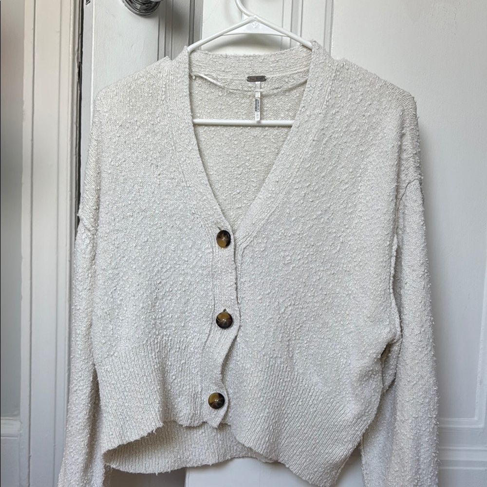 Free People Cozy Cream Button-Up Sweater
